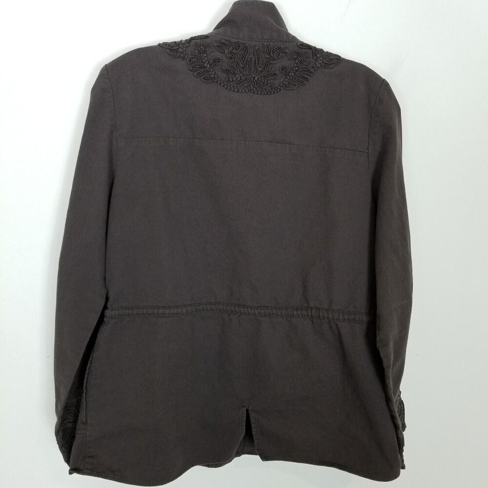 Love Sam Anthropologie Beaded Embroidered Jacket Sz S Brown Ribbon Cotton Boho - Picture 4 of 9
